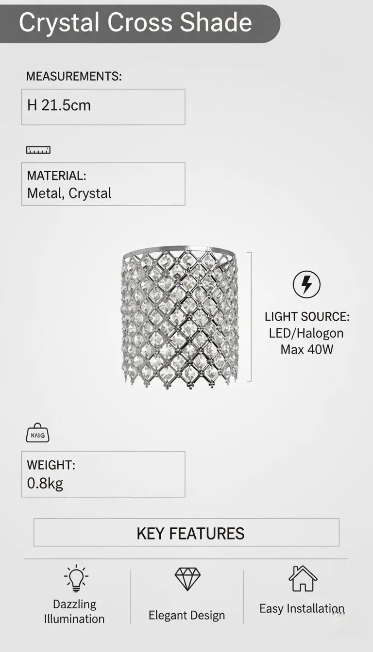 Elegant Crystal Cross Ceiling Shade Silver – Sparkle Decors