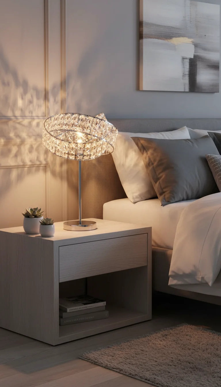 Jewelled Twisted Chrome Table Lamp for Modern Homes | Sparkle decors