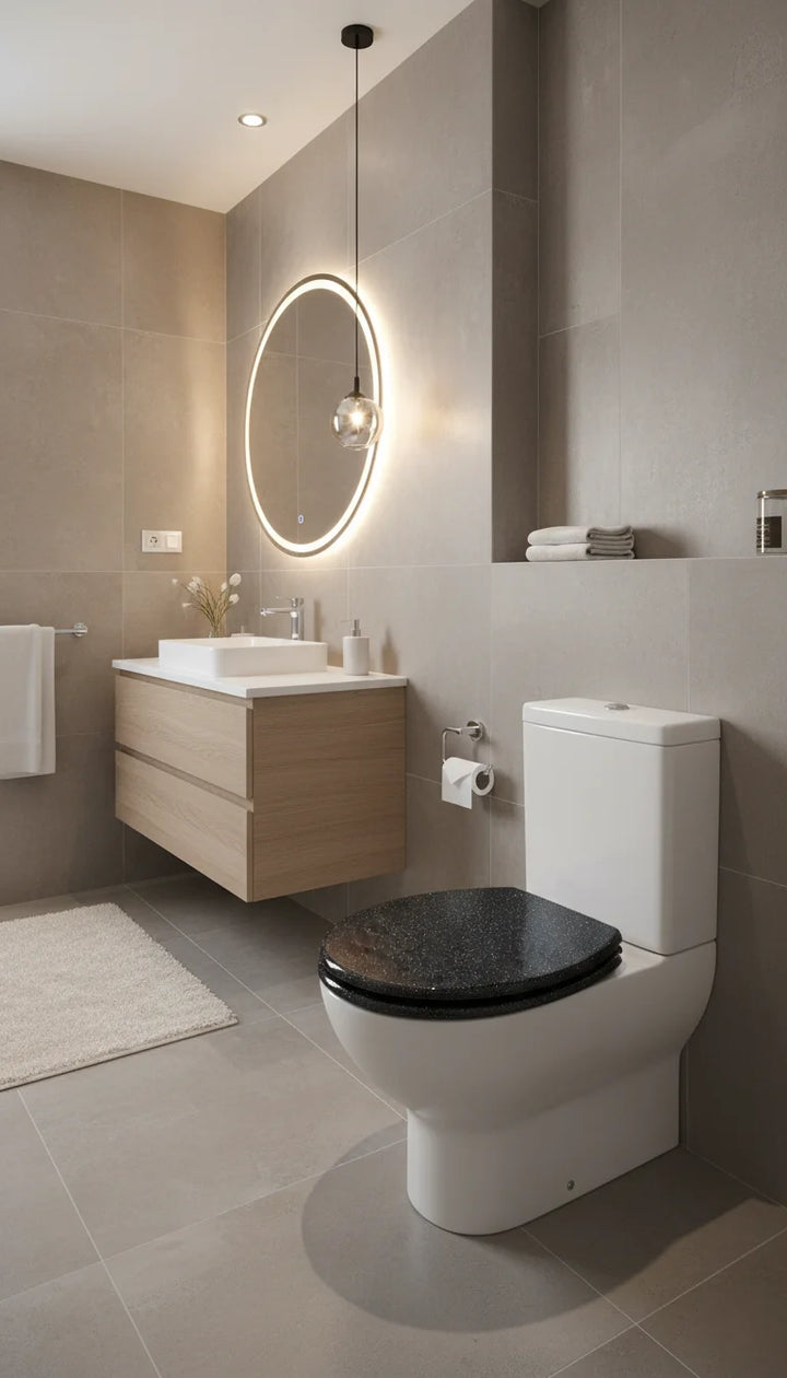 Black Glitter Universal Toilet Seat Modern Bathroom | Sparkle decors