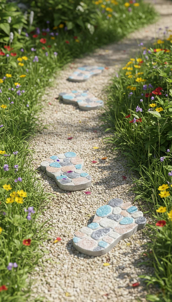 Set of 2 Decorative Foot Garden Stones Outdoor – Sparkle Decors