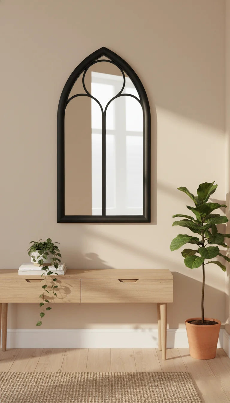 Vintage Arched Black Wall Mirror for Indoor & Outdoor Décor 90×60 cm – Sparkle Decors