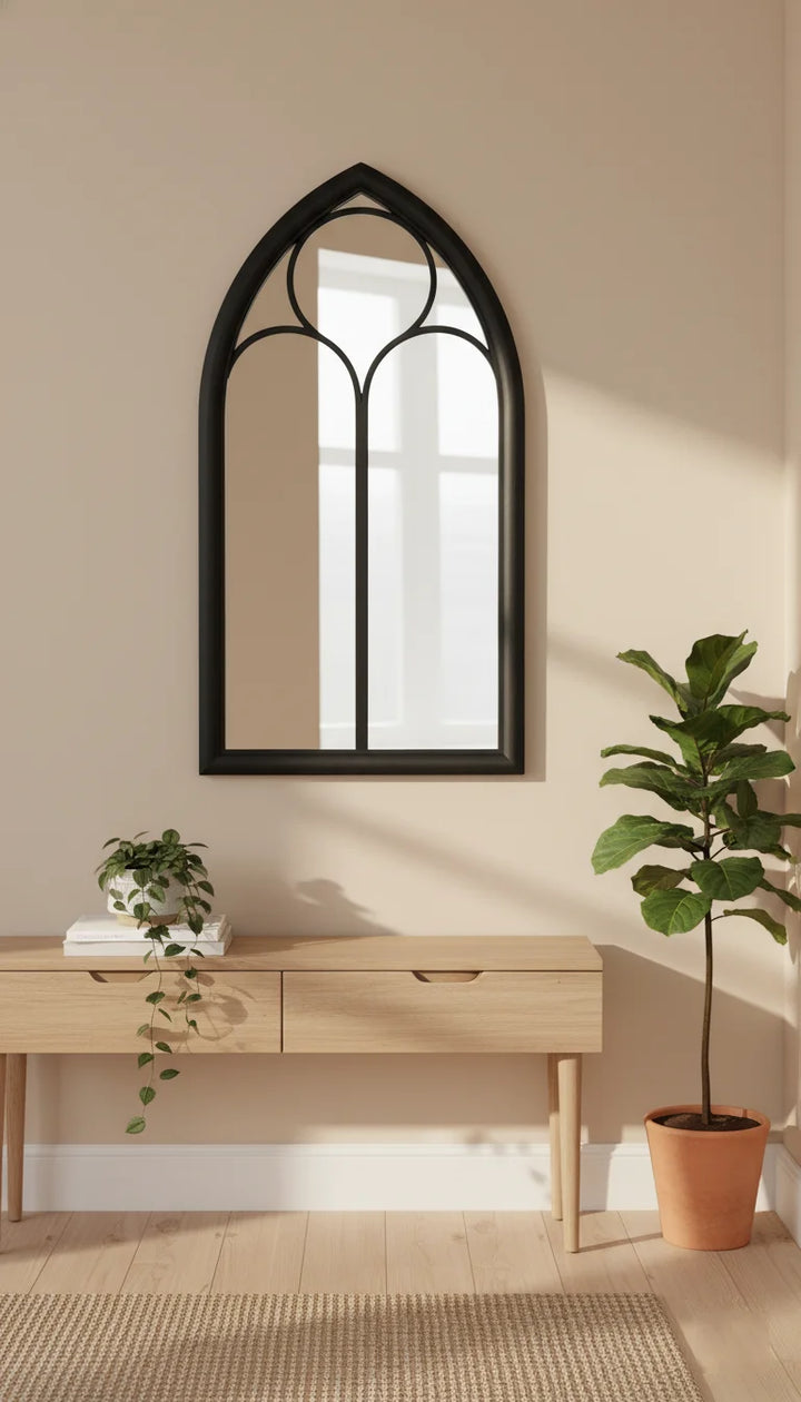 Vintage Arched Black Wall Mirror for Indoor & Outdoor Décor 90×60 cm – Sparkle Decors