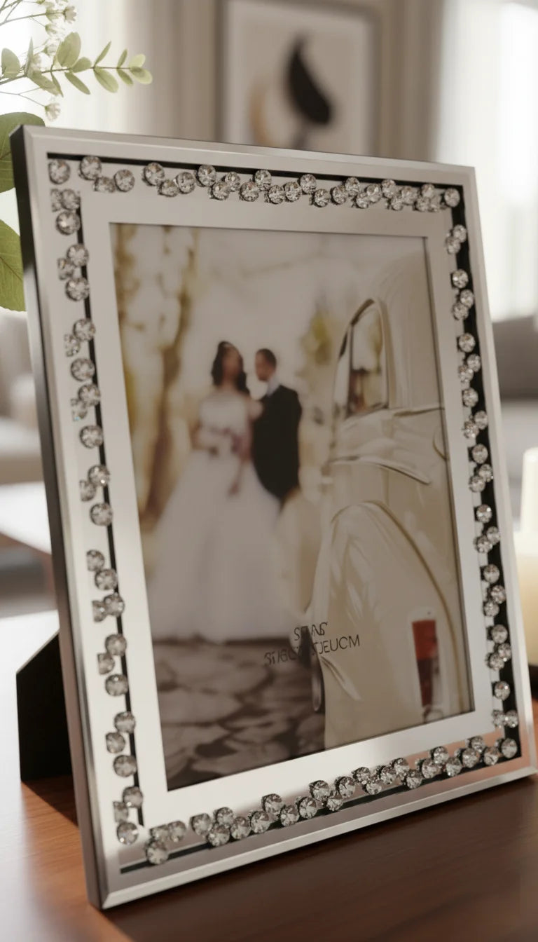 Floating Crystal Photo Frame Mirrored Elegance | Sparkle Decors