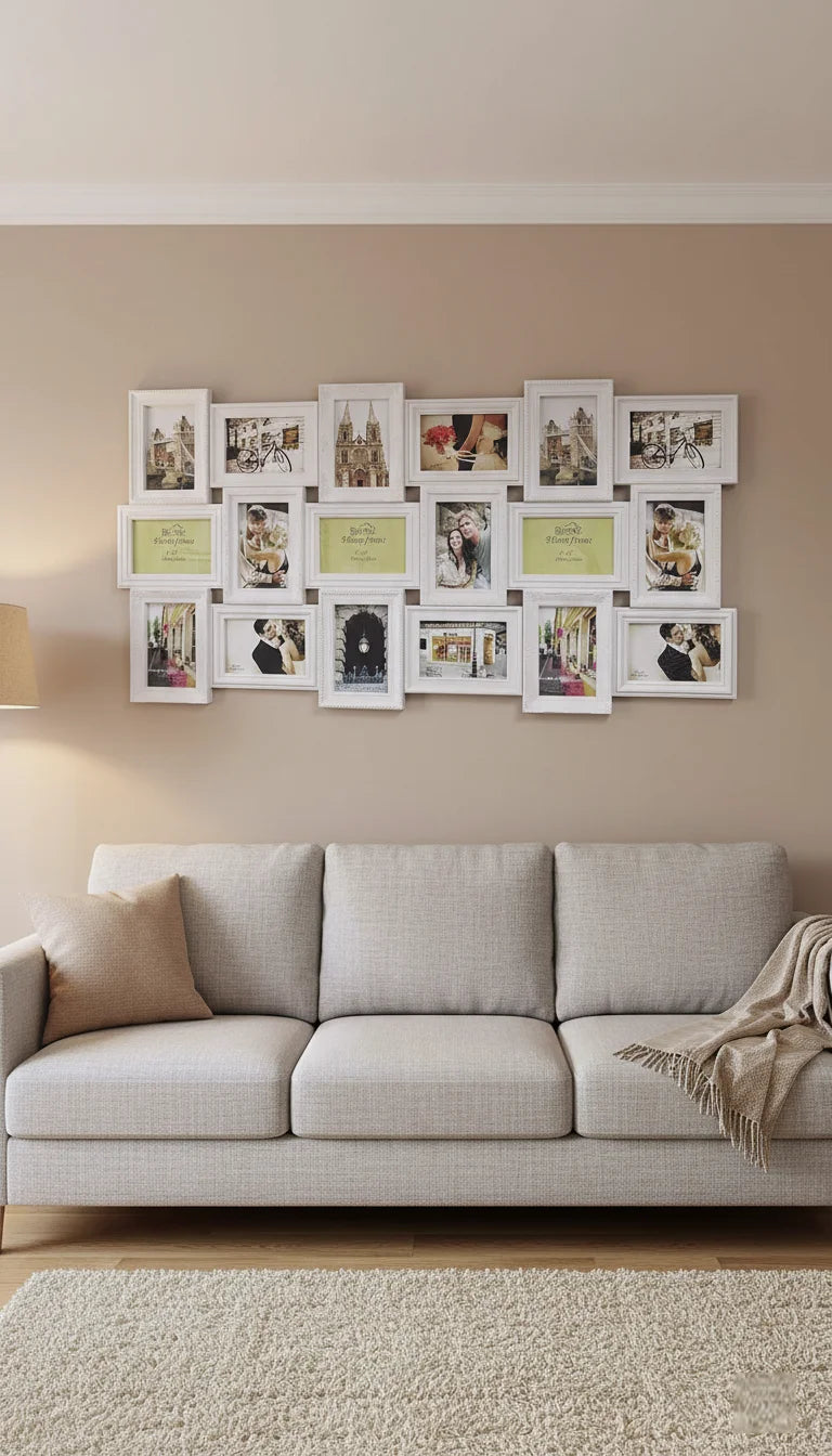 X-Large 18 Photo Collage Wall Frame 6x4 Vintage Style | Sparkle Decor