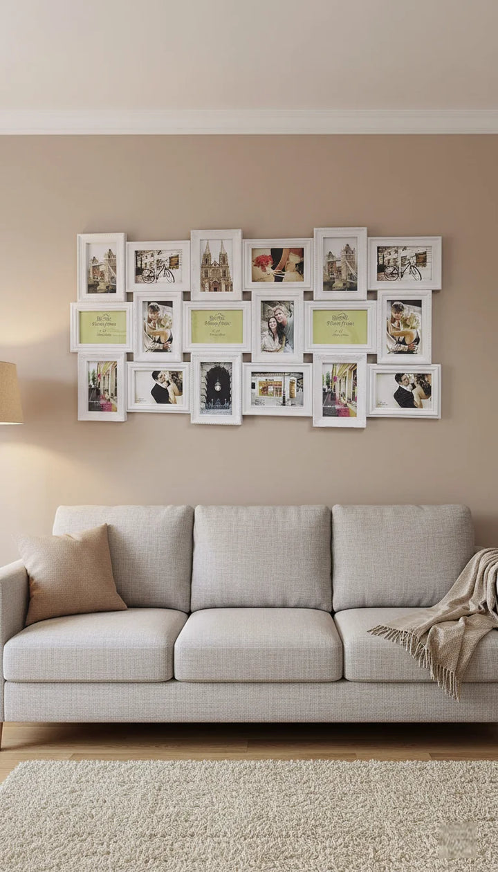 X-Large 18 Photo Collage Wall Frame 6x4 Vintage Style | Sparkle Decor