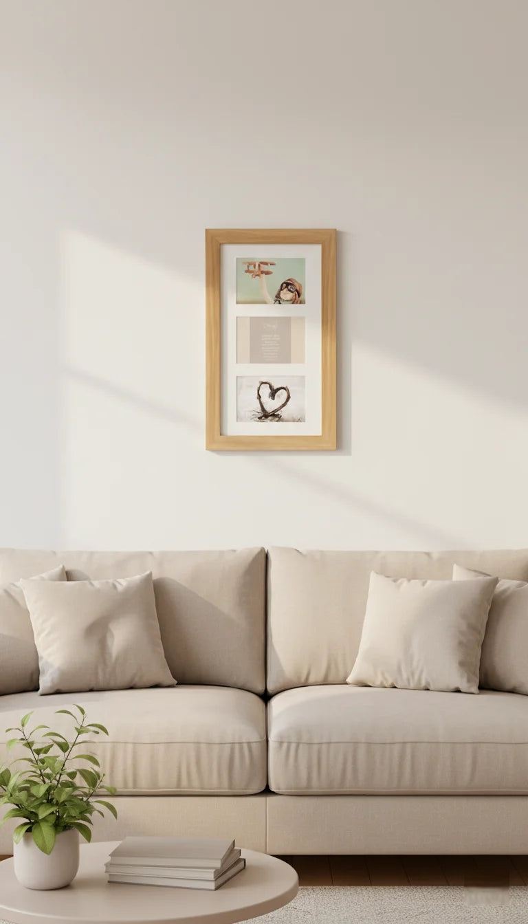 3 Multi-Aperture Oak Wall Frame 26x43cm | Sparkle Decor