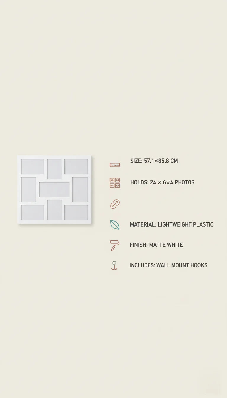 24 Multi Aperture Photo Frame 6x4 Collage Wall Art | Sparkle Decor