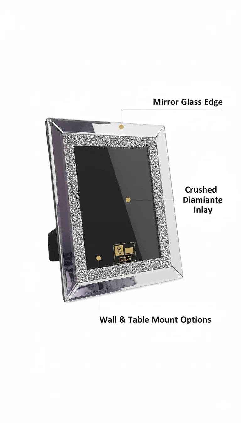 Crushed Diamante Mirror Glass Photo Frame | Sparkle Decor