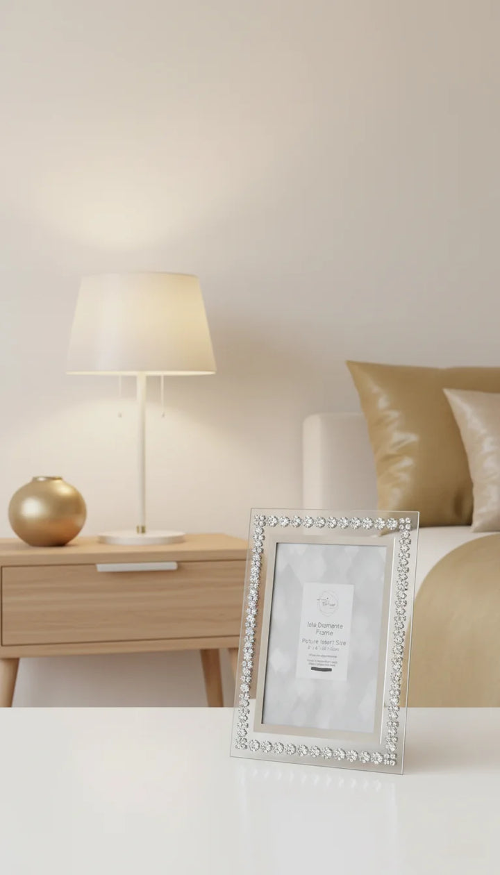 8x10 Crystal Mirror Diamante Photo Frame Silver | Sparkle Decor