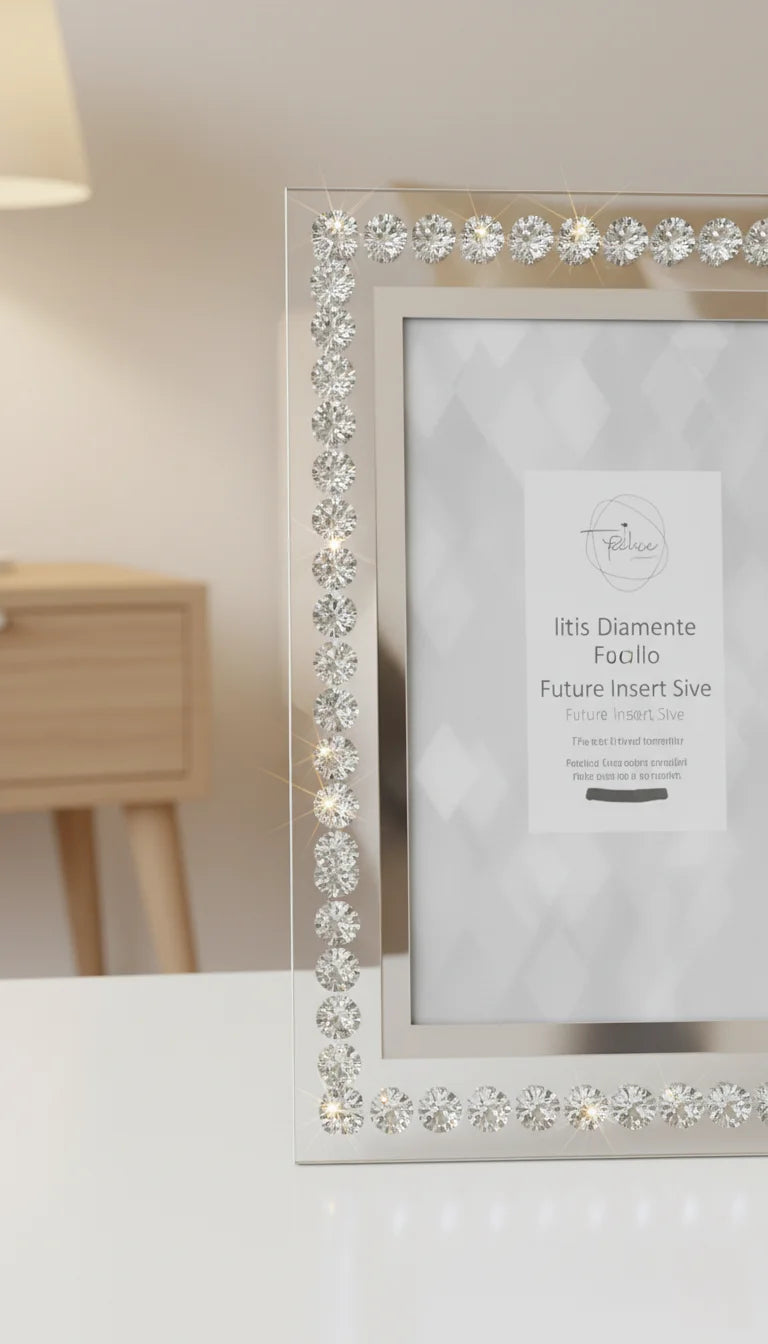 8x10 Crystal Mirror Diamante Photo Frame Silver | Sparkle Decor