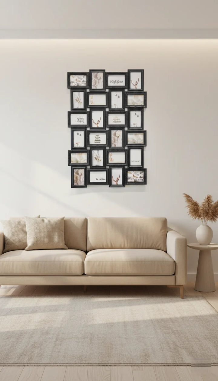 24 Multi-Aperture Black Collage Photo Wall Frame | Sparkle Decor
