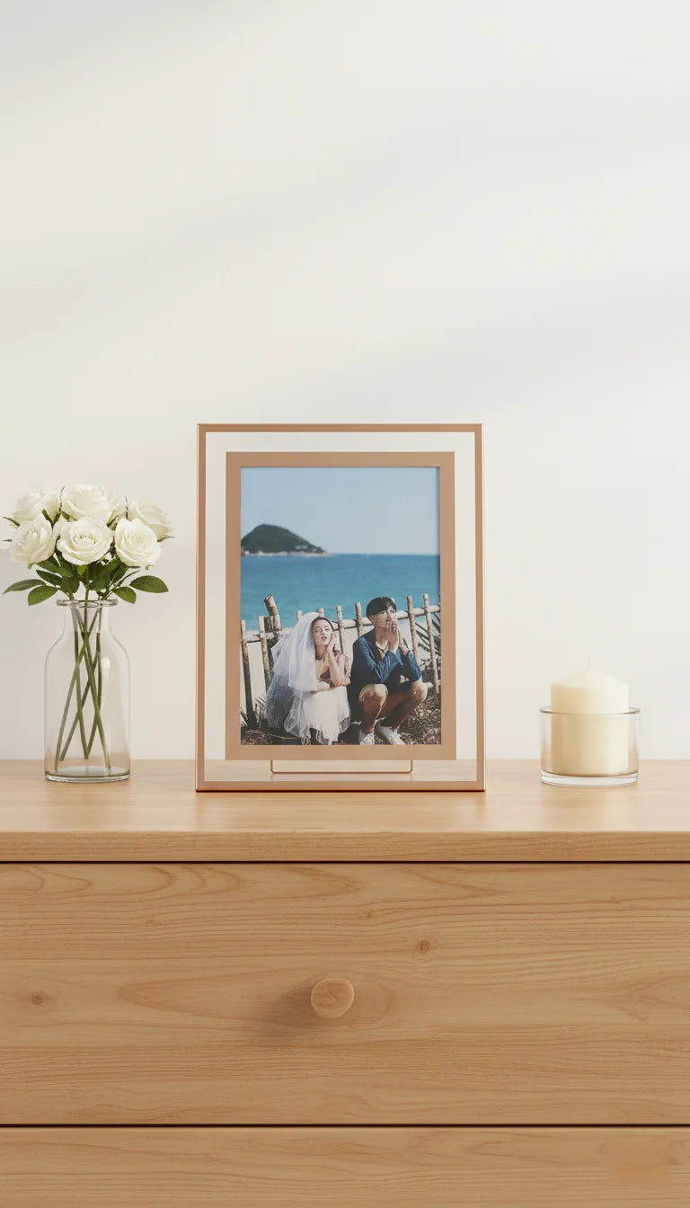 Rose Gold Mirror Glass Photo Frame 4x6 Inch | Sparkle Decor