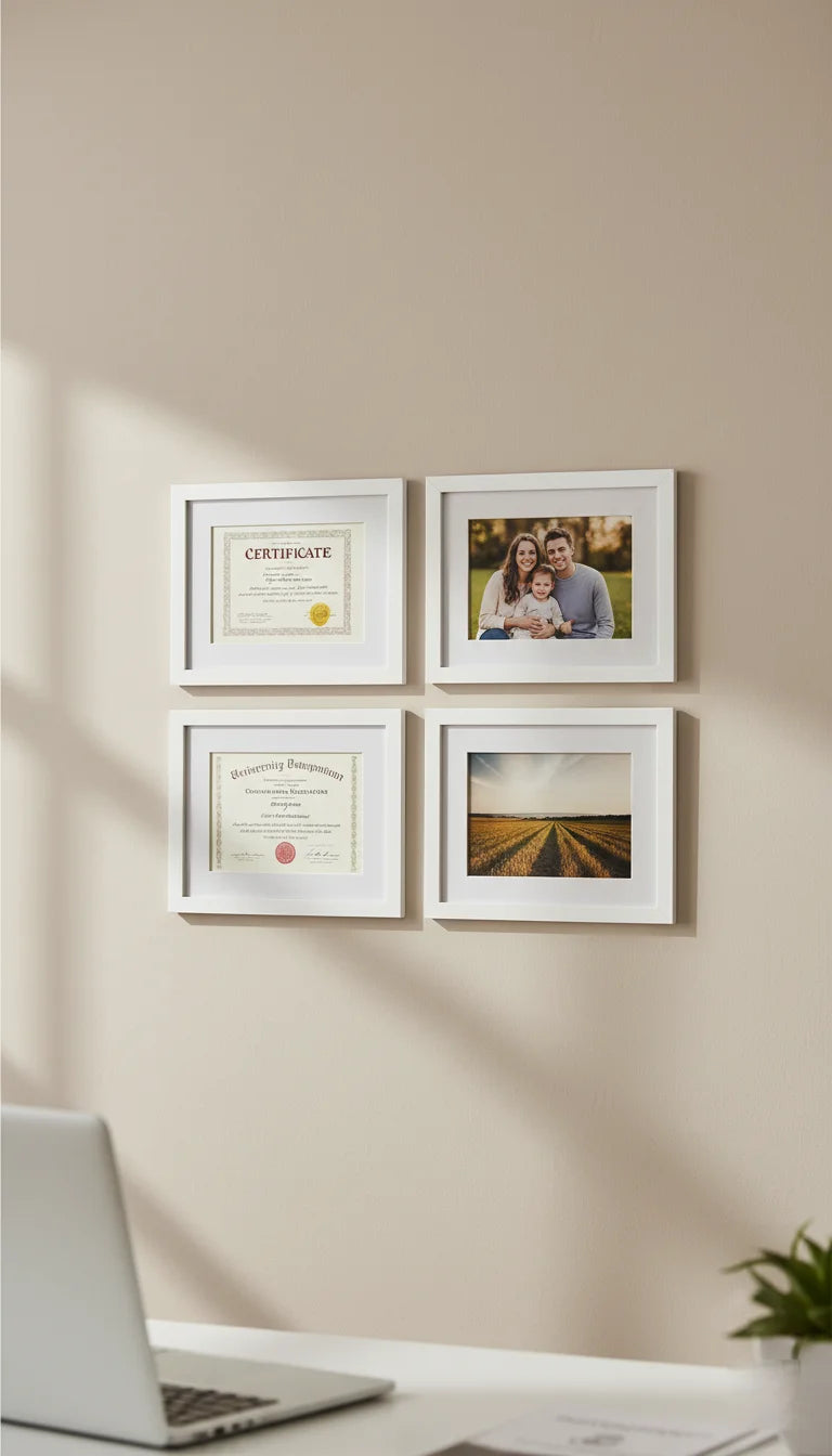 Set of 4 A4 White Photo Frames Modern Display Style | Sparkle Decor