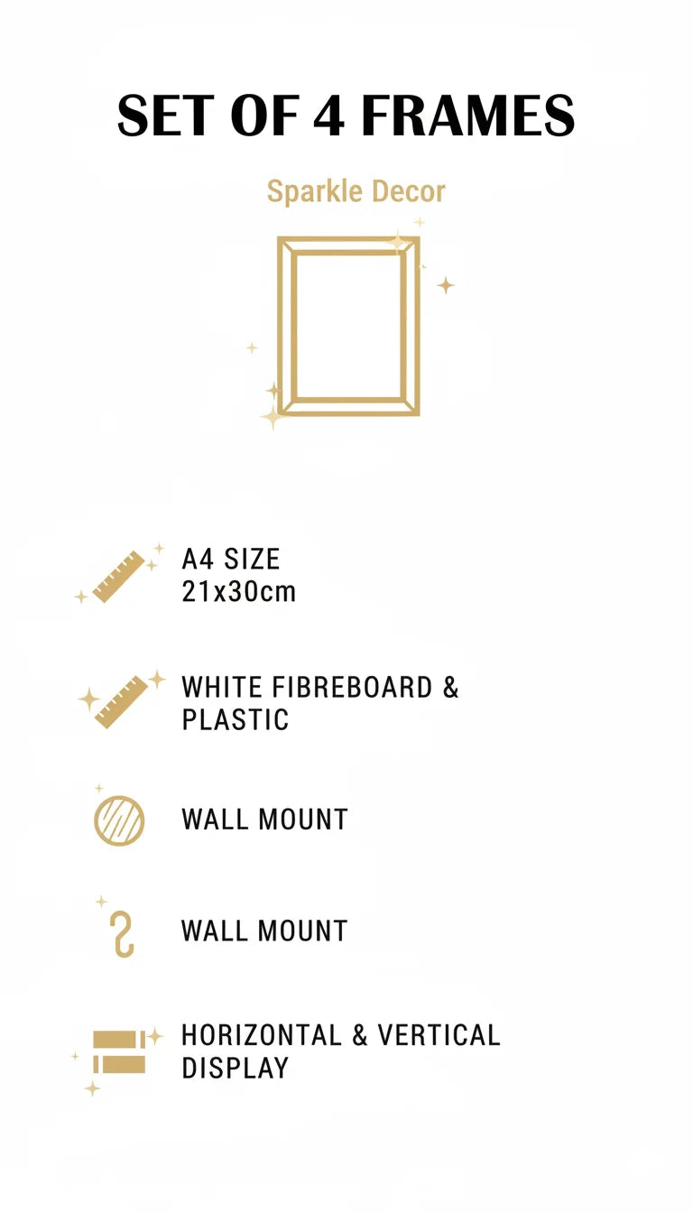 Set of 4 A4 White Photo Frames Modern Display Style | Sparkle Decor