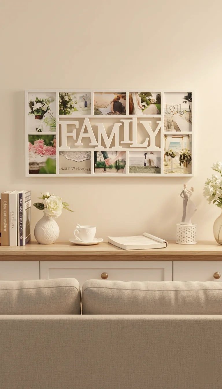 Family Collage White Photo Frame for 10 Pictures | Sparkle Decor