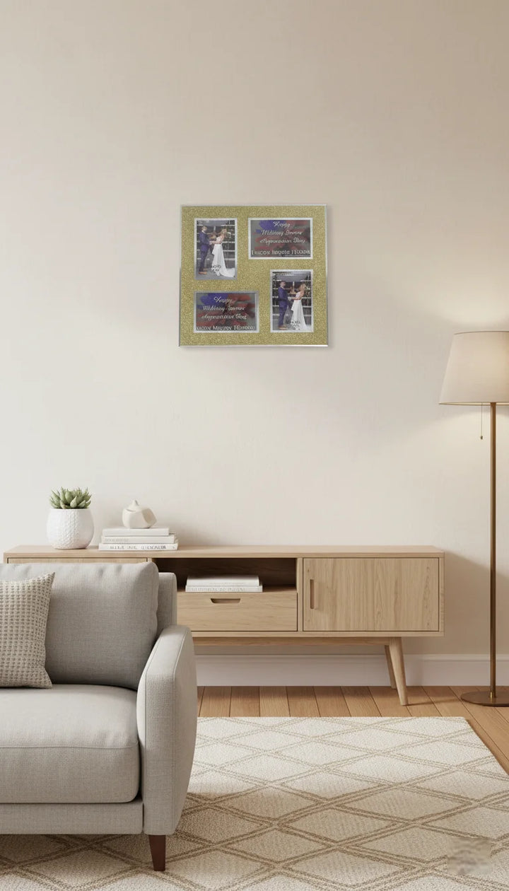 Gold Glitter Multi-Aperture 4-Photo Frame | Sparkle Decors