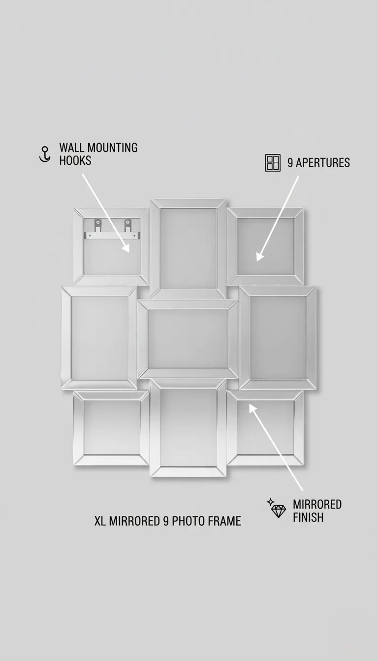 Multi-Aperture Frame for 9 Photos | Sparkle Decors