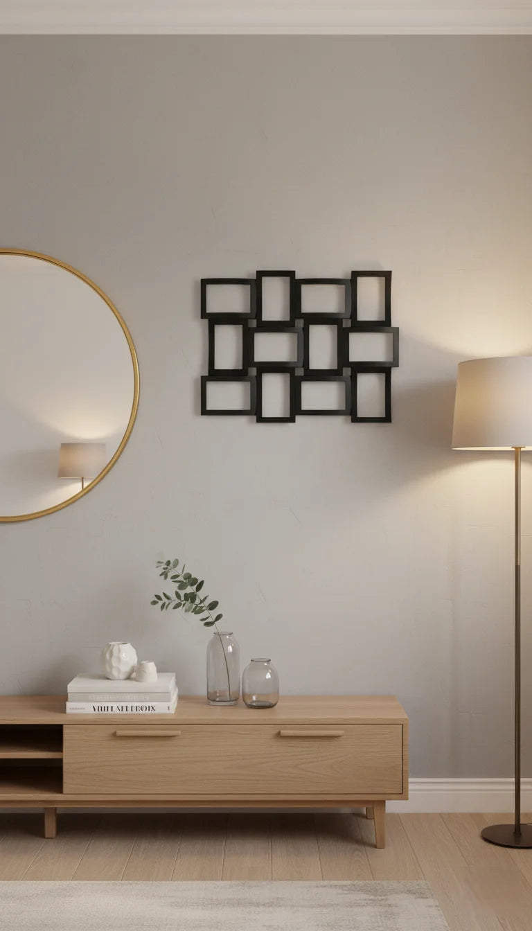 Black Multi-Aperture 12-Photo Collage Wall Frame | Sparkle Decors