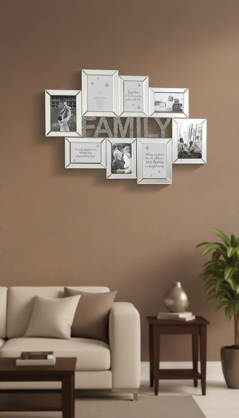Elegant Diamante 8-Photo Multi Frame Wall Display | Sparkle Decors