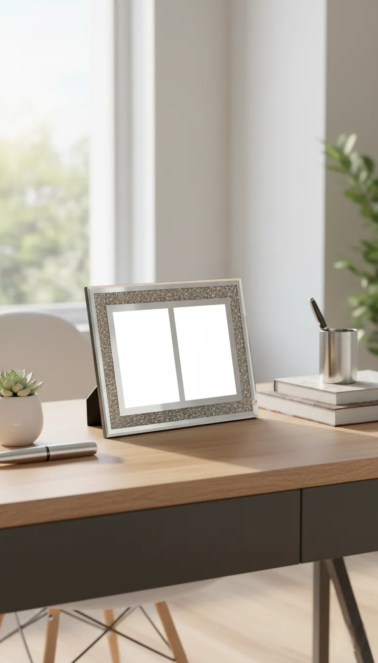 Elegant Jewel Mirror Double 4x6 Photo Frame | Sparkle Decors