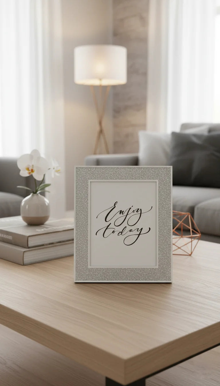 Glittery Silver Glass Photo Frame | Sparkle Decors