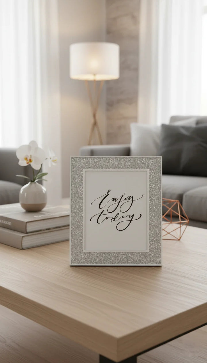 Glittery Silver Glass Photo Frame | Sparkle Decors