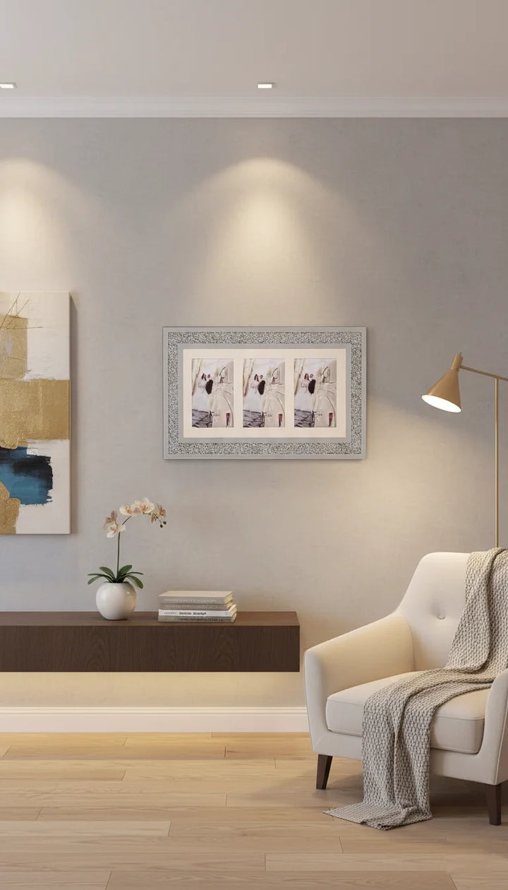 Crushed Crystal Multi Aperture 3-Photo Frame | Sparkle Decor