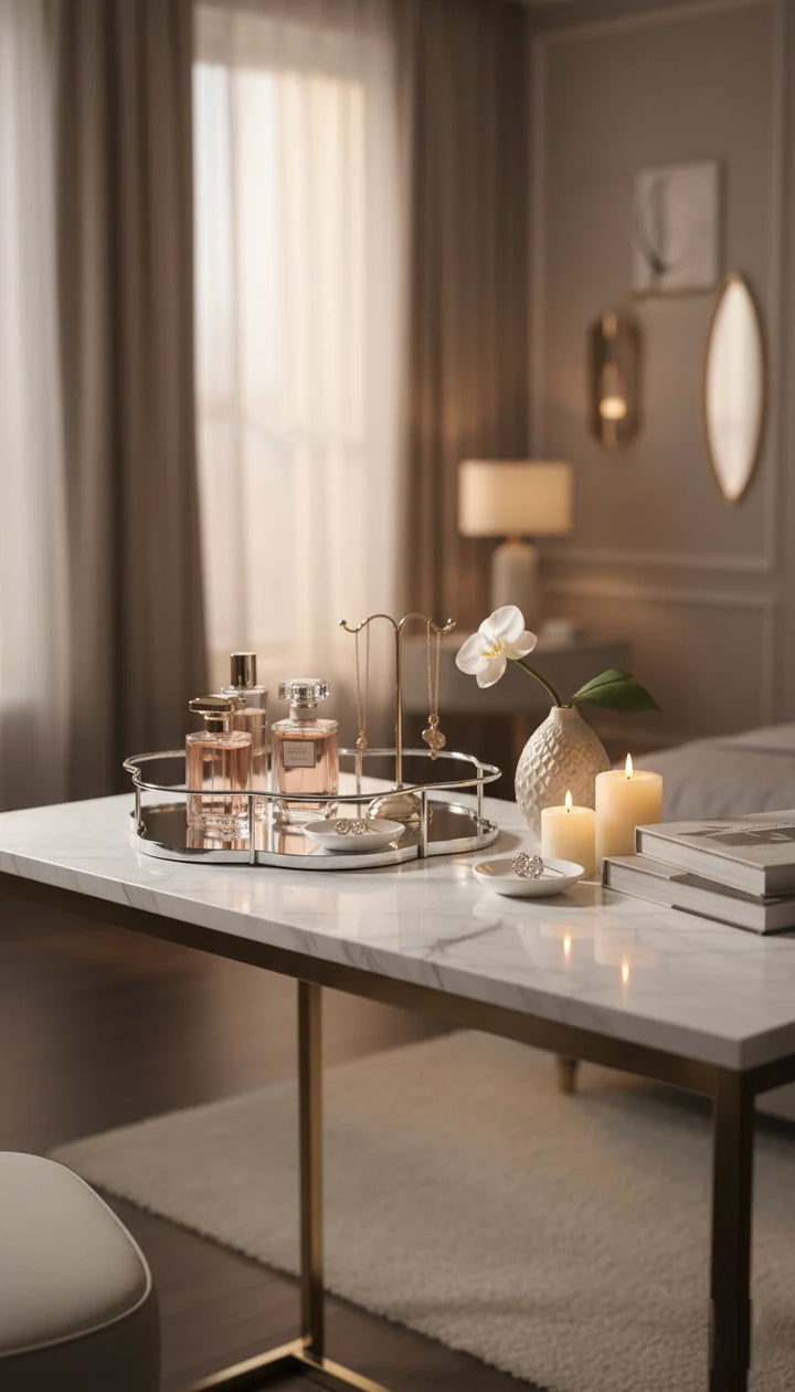 Silver Mirrored Scallop Display Tray for Décor | Sparkle Decors