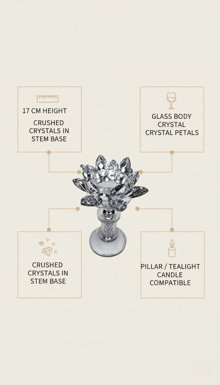Crystal Diamond Pillar Candle Holder | Sparkle Decors