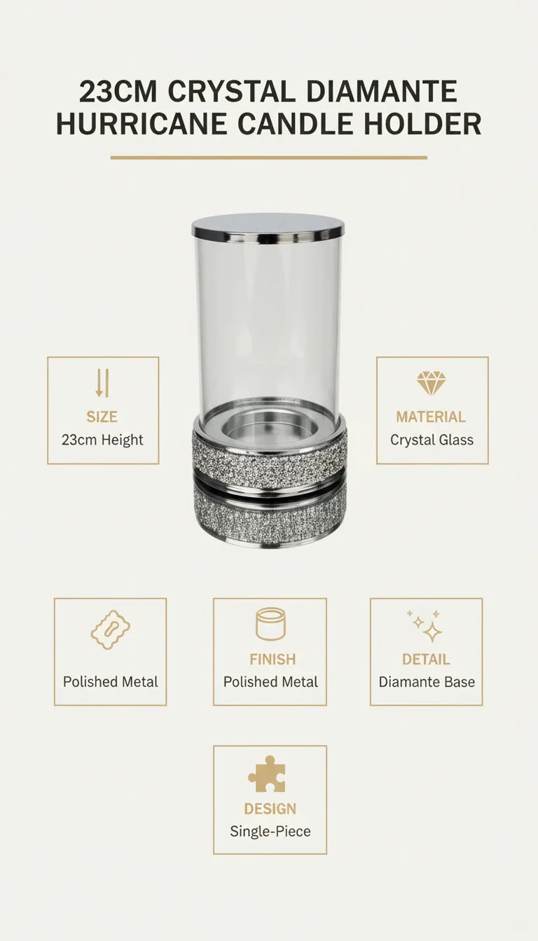 Crystal Diamante Hurricane Candle Holder | Sparkle Decors