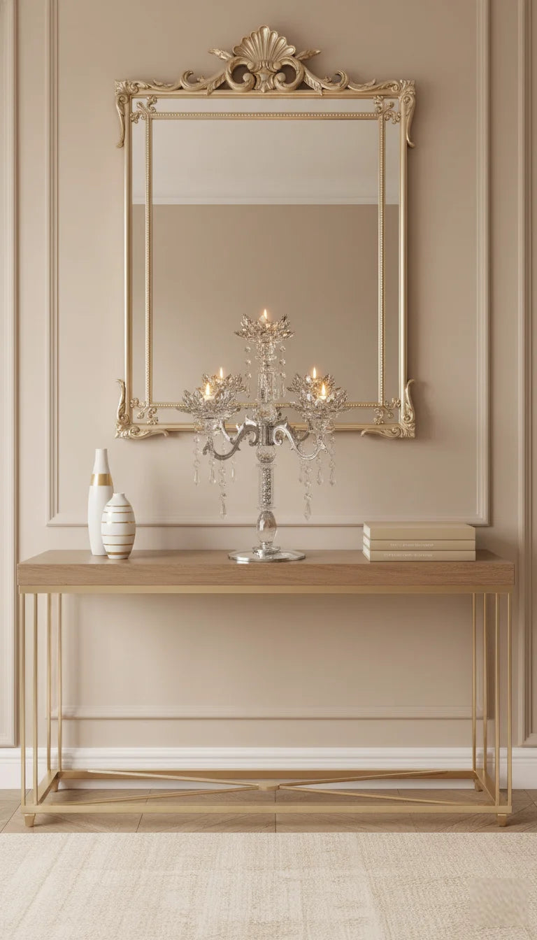 Crushed Diamond 5-Flower Crystal Candle Holder | Sparkle Decor