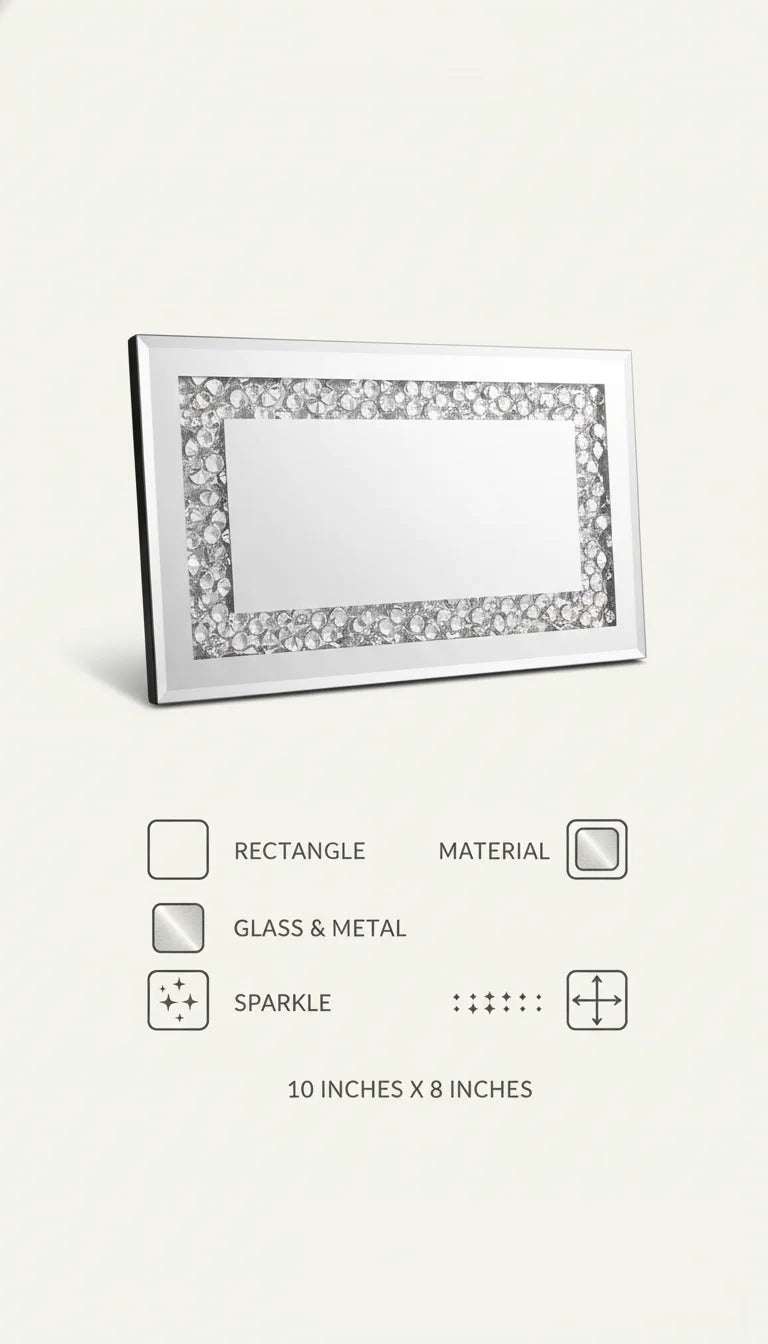 Rectangular Diamante Mirrored Candle Plate Tray | Sparkle Decors