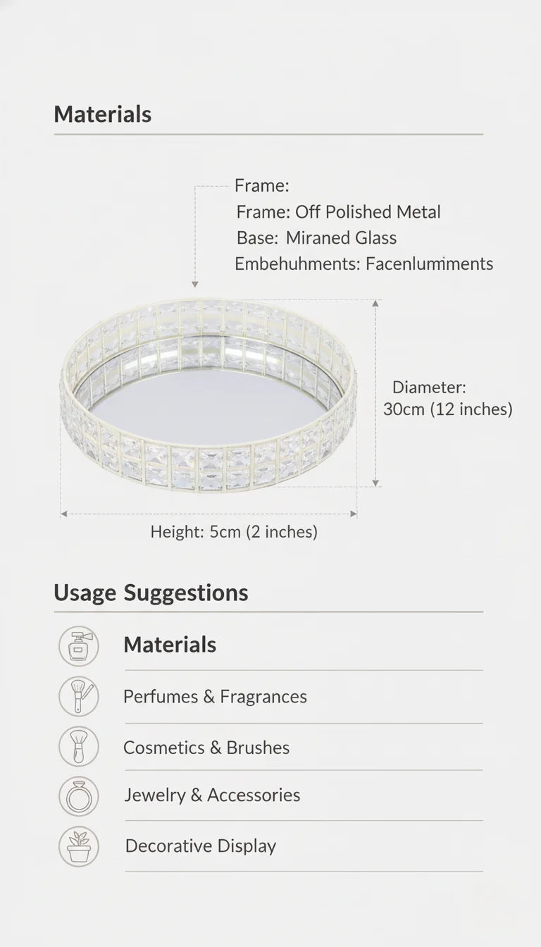 Luxury Crystal Mirrored Cosmetic Tray | Sparkle Decors