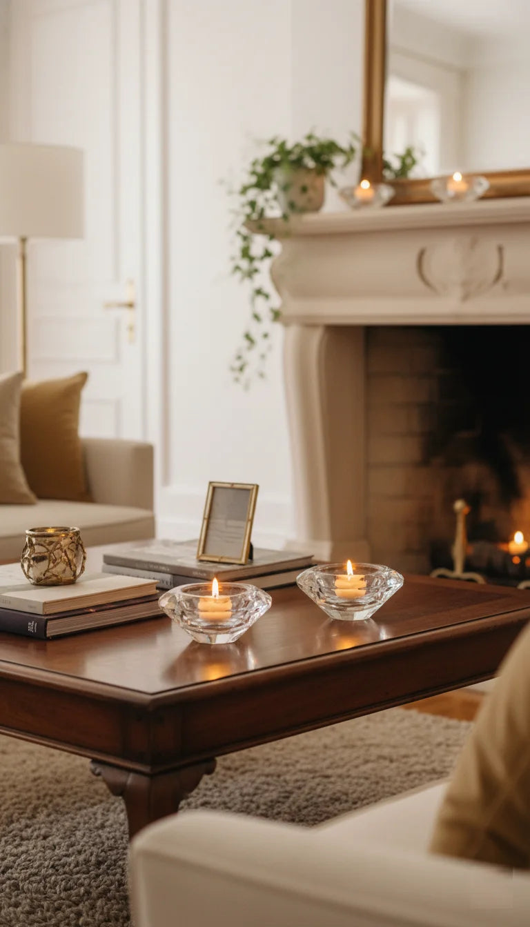 Clear Crystal Tealight Candle Holders Pack of 4 | Sparkle Decors