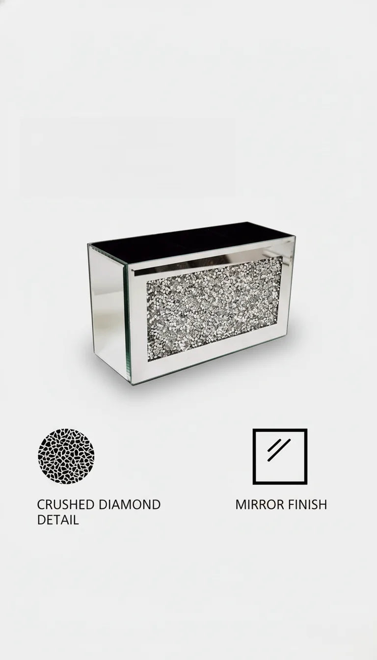 Diamond Crush Silver Makeup Brush Holder Round | Sparkle Decors