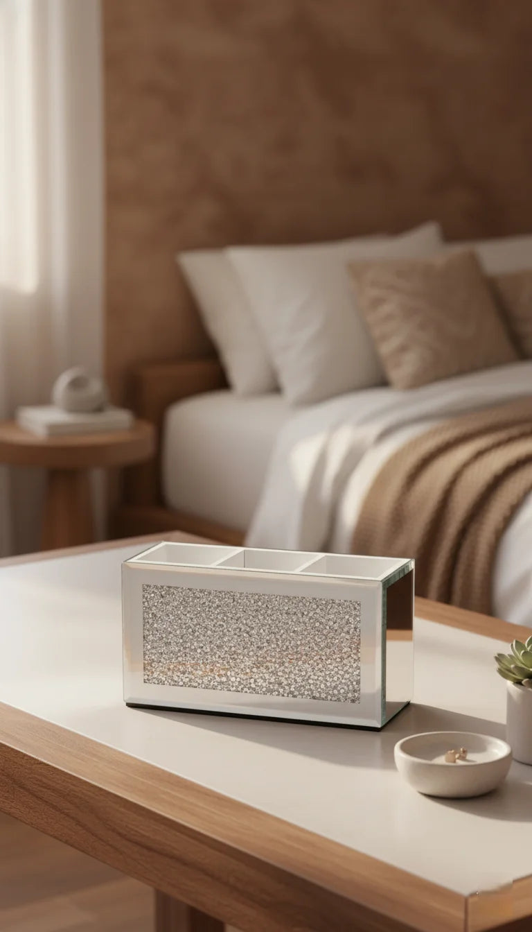 Elegant Crushed Diamond Makeup Brush Holder Organizer | Sparkle Decors