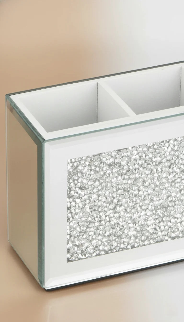 Elegant Crushed Diamond Makeup Brush Holder Organizer | Sparkle Decors
