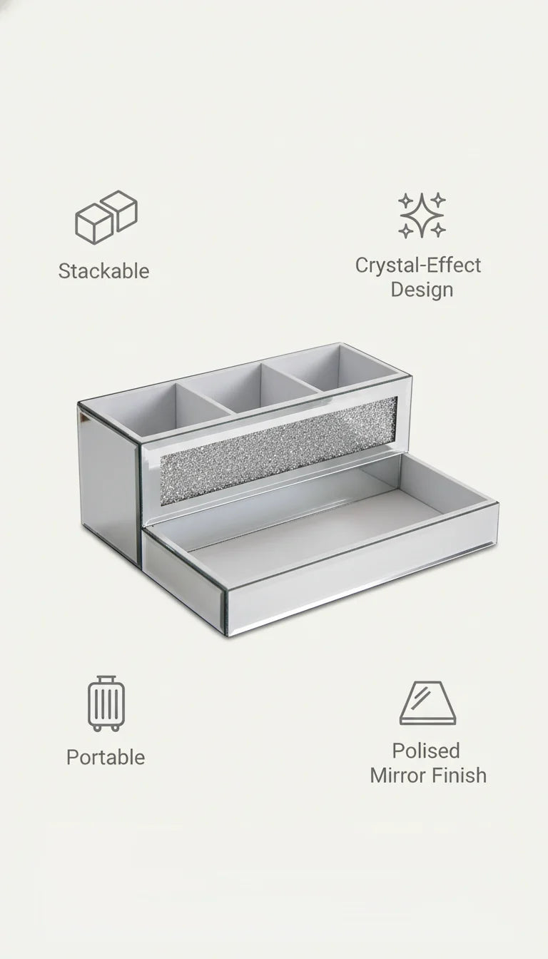 Crystal Glamour Makeup Brush Holder Organizer | Sparkle Decors