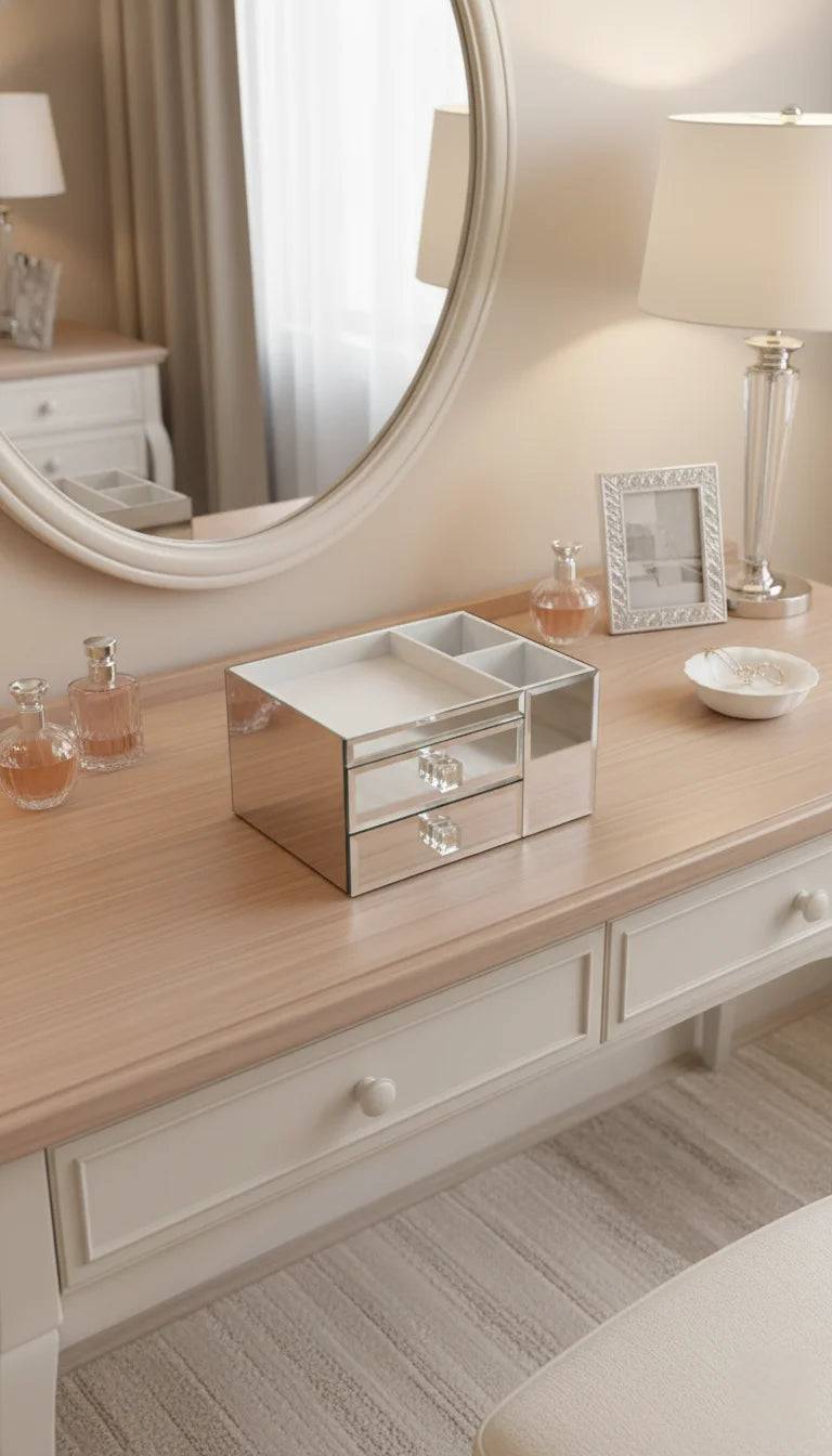 Luxury Crushed Diamond Mirrored Jewellery Box Set | Sparkle Decors