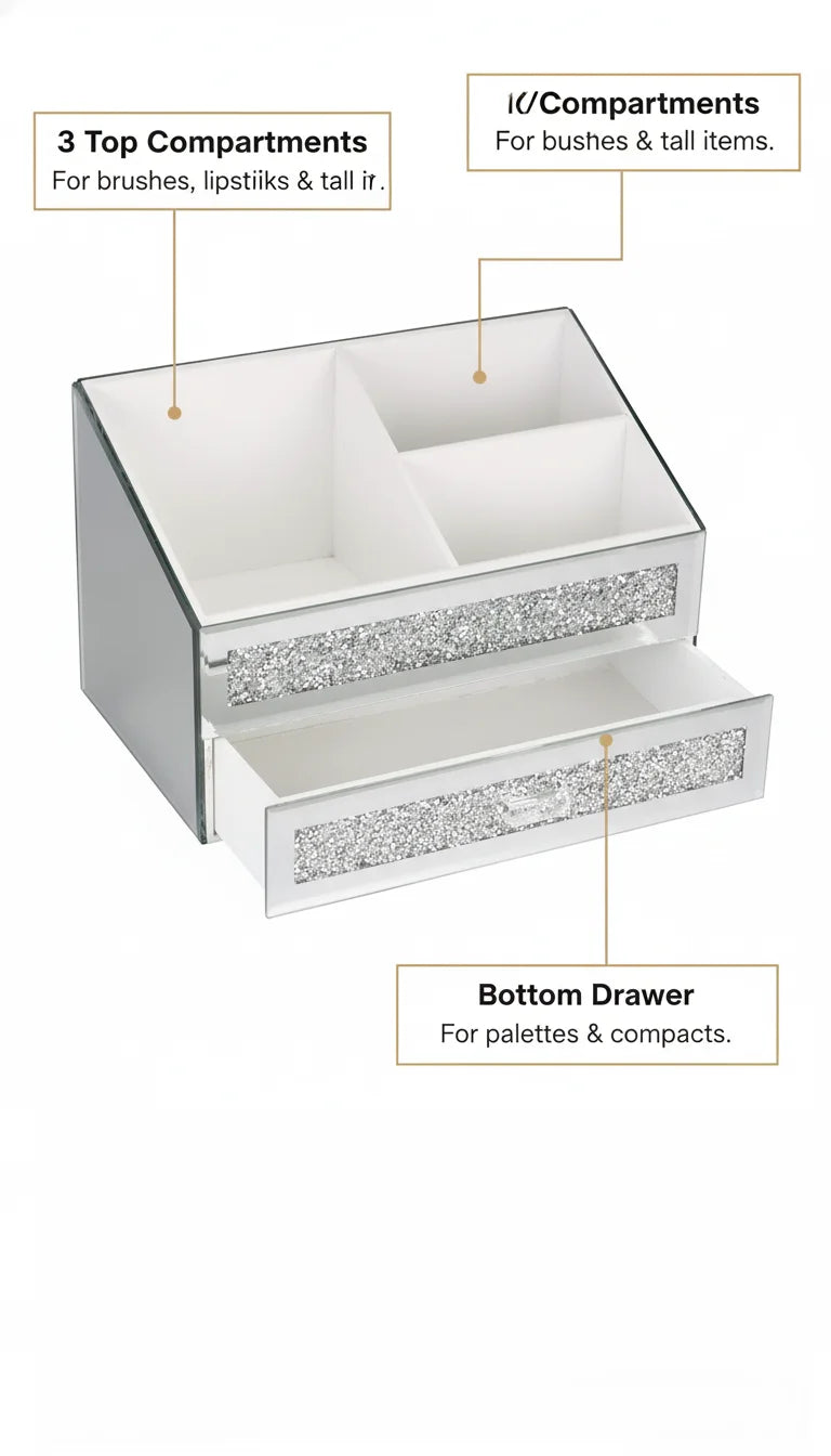 Crystal Glamour Makeup Brush Holder Organizer | Sparkle Decors