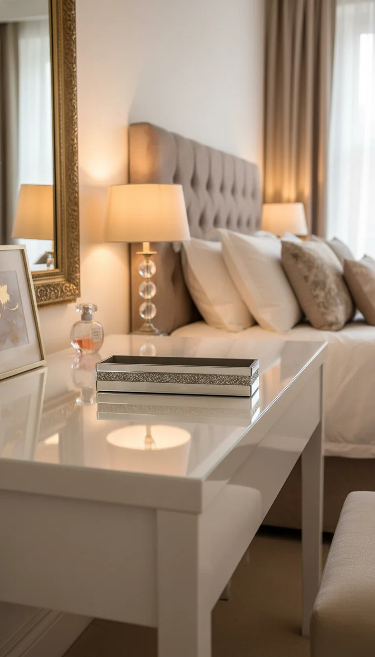 Crushed Diamond Crystal Mirrored Tray | Sparkle Decors