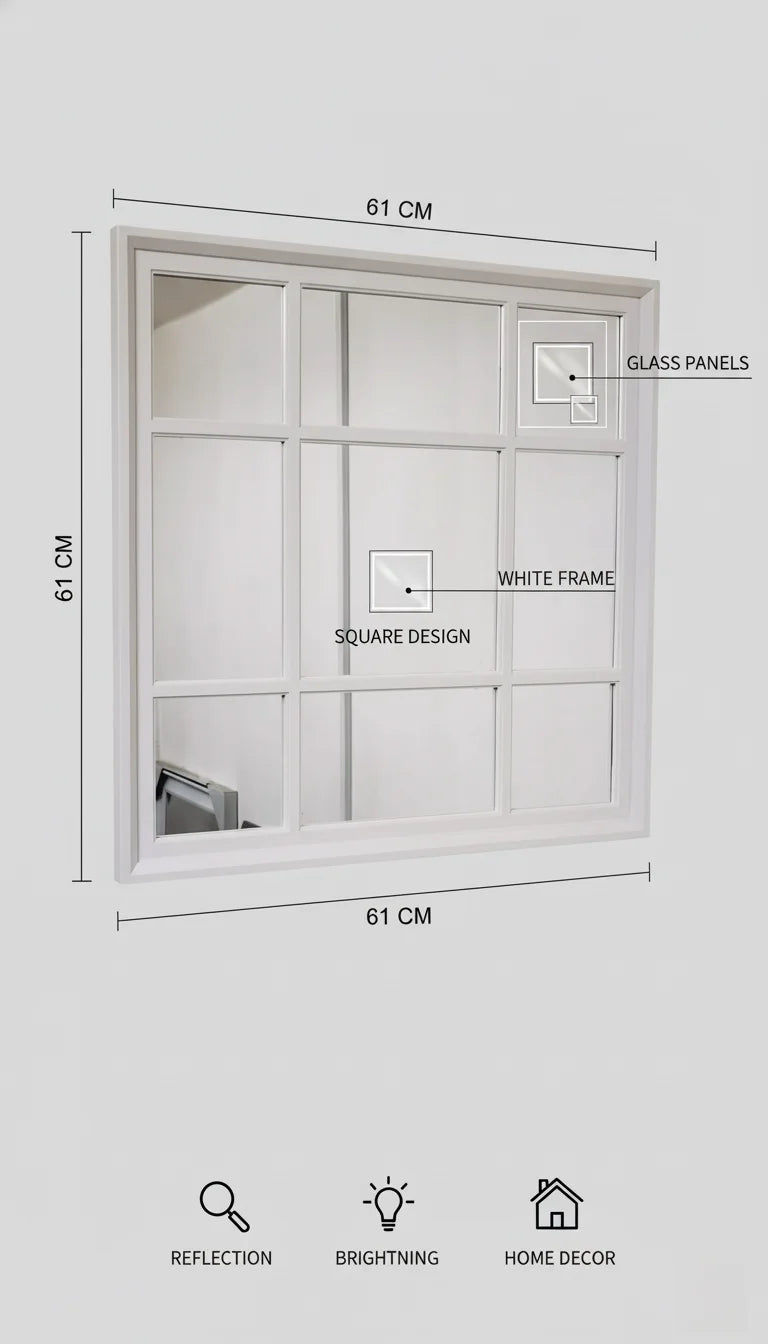 Square Window Style Designer Wall Mirror - Sparkle Decors