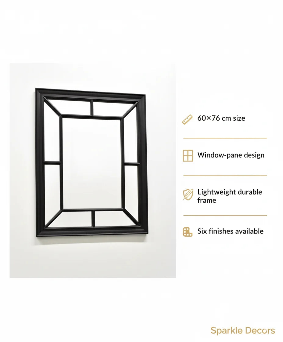 Sparkle Decors 60×76cm Antique Window Style Rectangle Mirror — Window Pane Panel