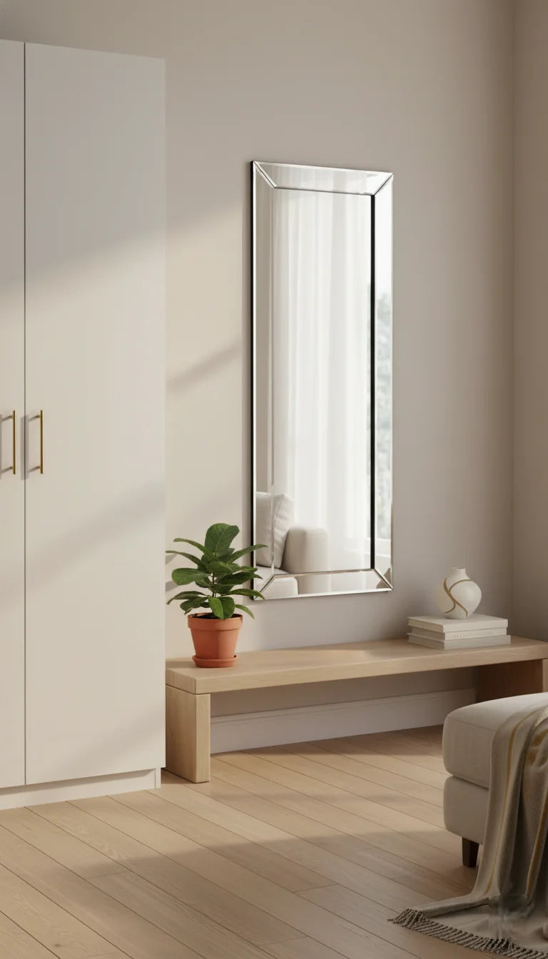 Sparkle Decors Blenheim Full-Length Bevelled Mirror - 120x40cm Silver Framed Wall & Floor Mirror