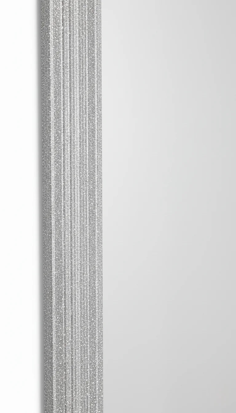 Sparkle Decors Silver Glitter Full-Length Rectangular Wall Mirror 40×110 cm