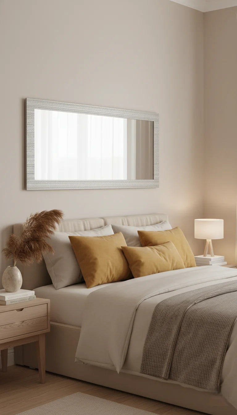 Sparkle Decors Silver Glitter Full-Length Rectangular Wall Mirror 40×110 cm