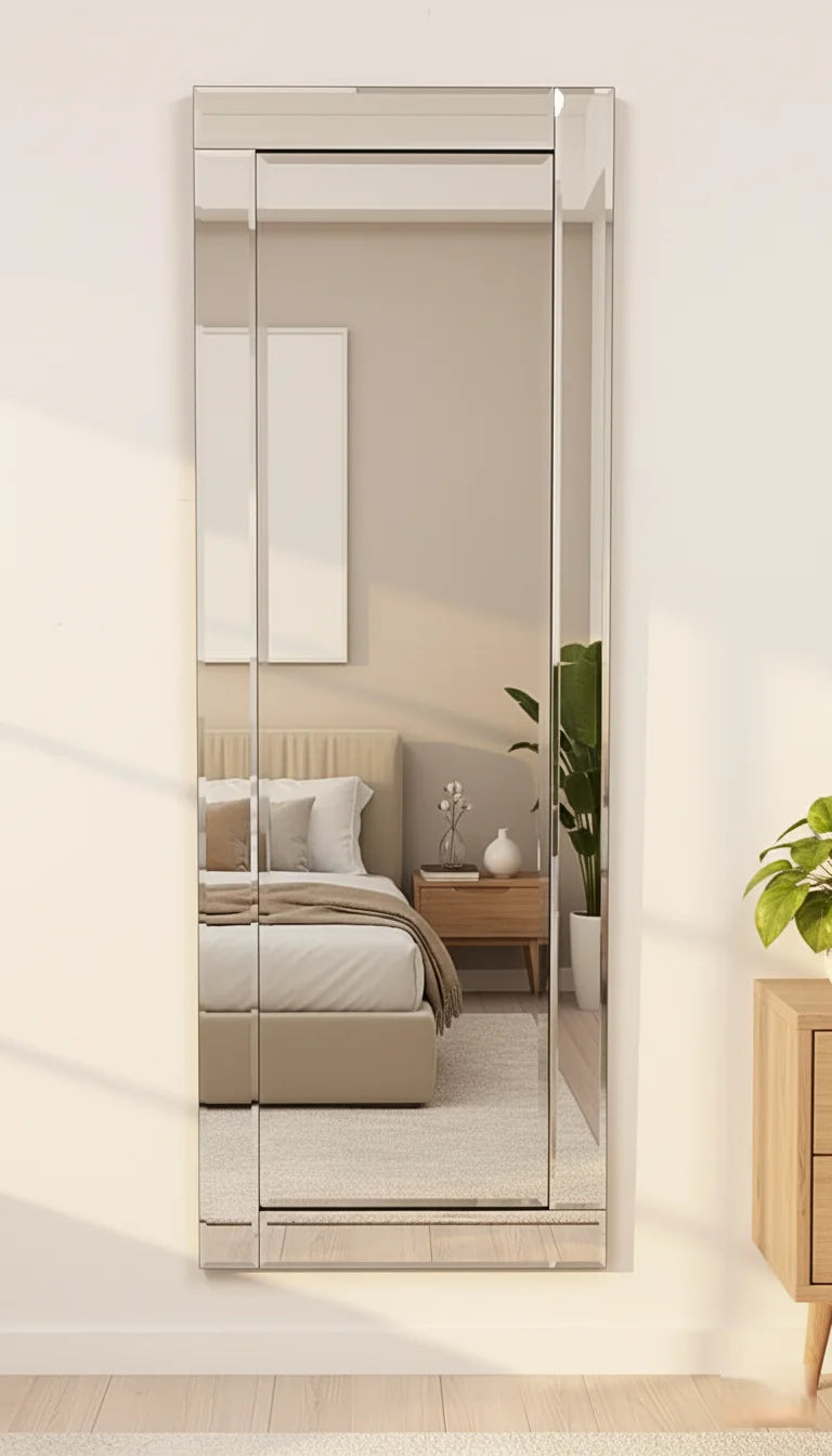 Sparkle Decors Blenheim Full-Length Silver Glass Bevelled Wall Mirror 120x40cm