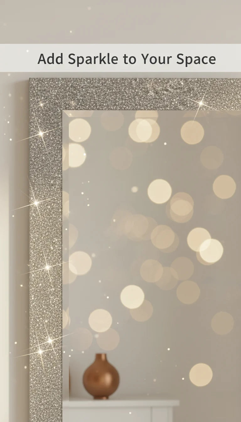 Sparkle Decors 50x50cm Crushed Jewel Square Wall Mirror – Luxury Crystal Decor Mirror for Home, Bedroom & Bathroom