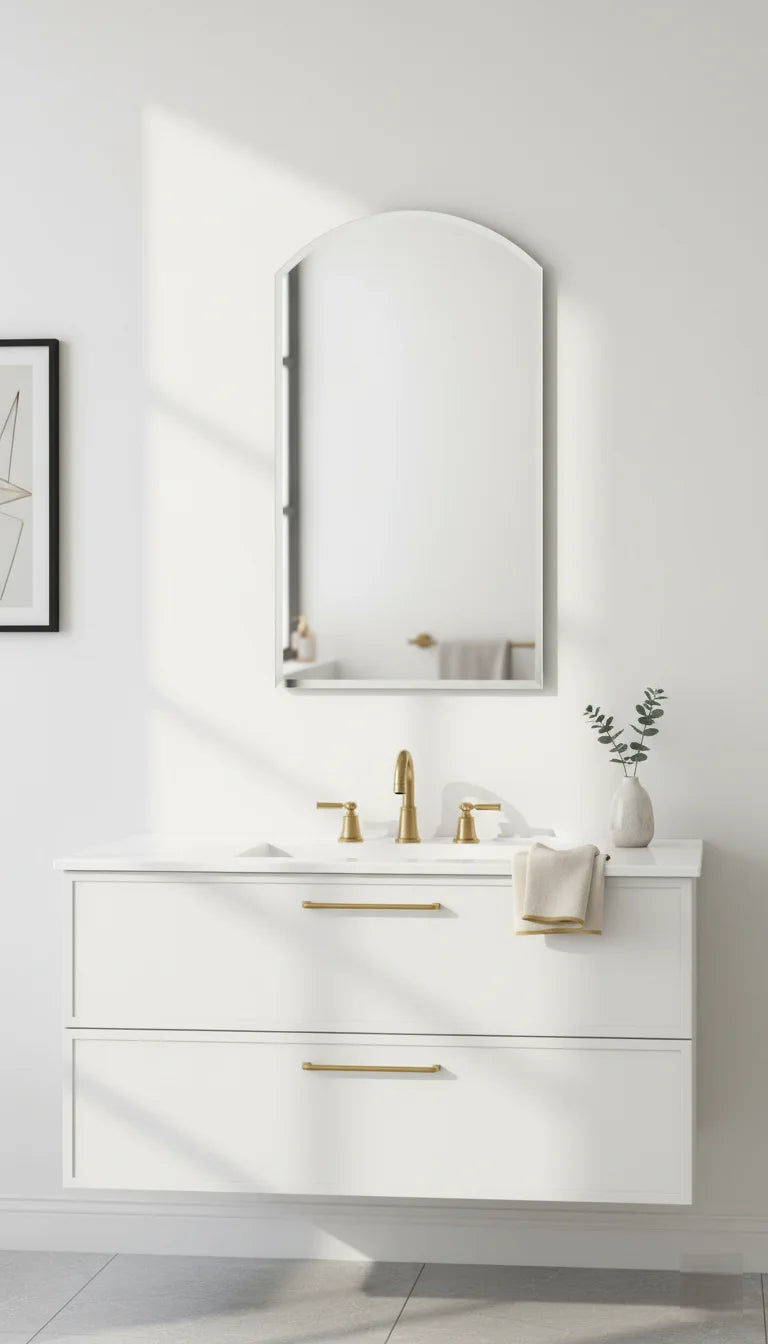 Sparkle Decors 50x40cm Arched Frameless Bathroom Mirror – Elegant Wall Mounted Glass Home Décor