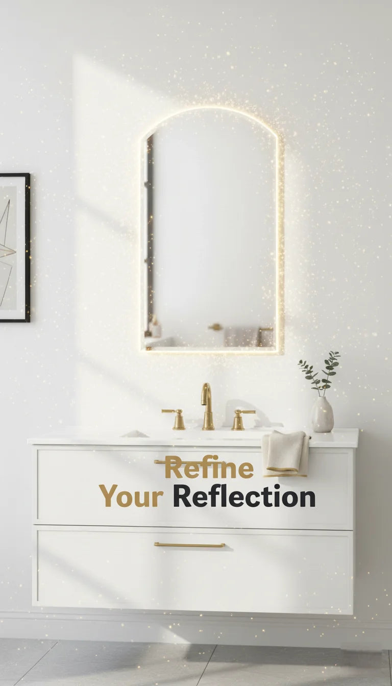 Sparkle Decors 50x40cm Arched Frameless Bathroom Mirror – Elegant Wall Mounted Glass Home Décor